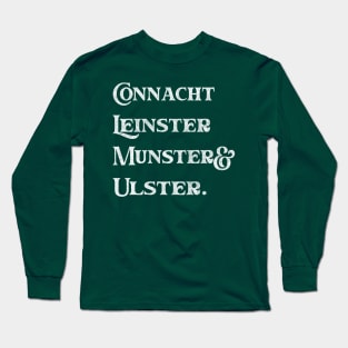 Irish Provinces List / Original Faded-Retro Style Design Long Sleeve T-Shirt